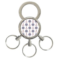 Nautical-seamless-pattern 3-ring Key Chain