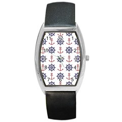 Nautical-seamless-pattern Barrel Style Metal Watch by Jancukart