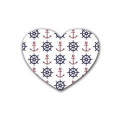 Nautical-seamless-pattern Rubber Heart Coaster (4 Pack)