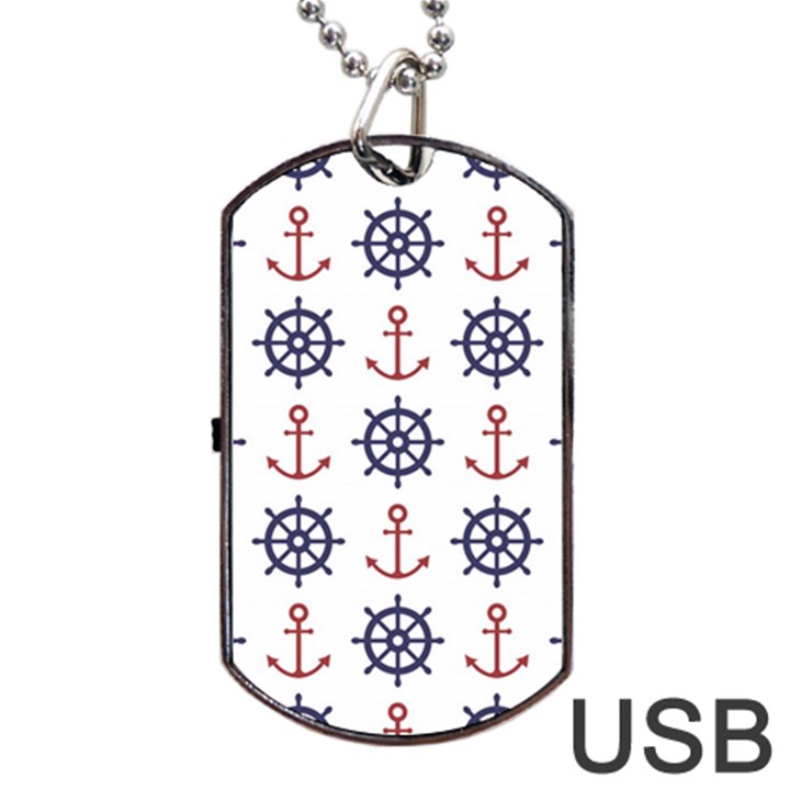 Nautical-seamless-pattern Dog Tag USB Flash (One Side)