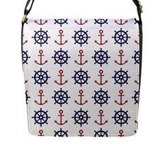 Nautical-seamless-pattern Flap Closure Messenger Bag (l) by Jancukart