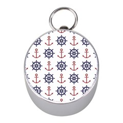 Nautical-seamless-pattern Mini Silver Compasses