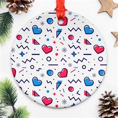 Hearts-seamless-pattern-memphis-style Ornament (round)