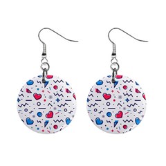 Hearts-seamless-pattern-memphis-style Mini Button Earrings