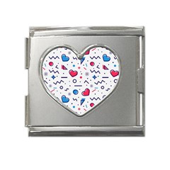 Hearts-seamless-pattern-memphis-style Mega Link Heart Italian Charm (18mm)