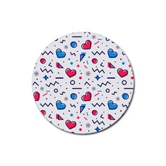 Hearts-seamless-pattern-memphis-style Rubber Round Coaster (4 Pack) by Jancukart