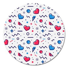 Hearts-seamless-pattern-memphis-style Magnet 5  (round) by Jancukart