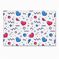 Hearts-seamless-pattern-memphis-style Postcard 4 x 6  (pkg Of 10)