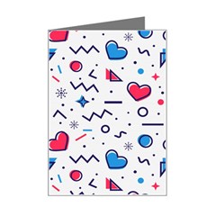 Hearts-seamless-pattern-memphis-style Mini Greeting Card