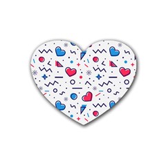 Hearts-seamless-pattern-memphis-style Rubber Coaster (heart)