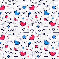 Hearts-seamless-pattern-memphis-style Play Mat (square)