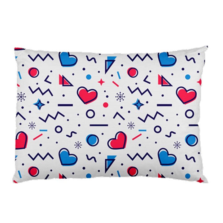 Hearts-seamless-pattern-memphis-style Pillow Case (Two Sides)