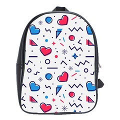 Hearts-seamless-pattern-memphis-style School Bag (xl)