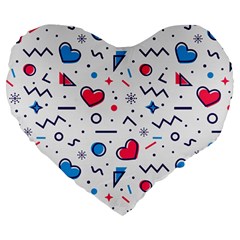 Hearts-seamless-pattern-memphis-style Large 19  Premium Heart Shape Cushions