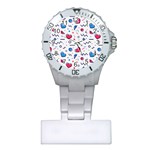 Hearts-seamless-pattern-memphis-style Plastic Nurses Watch Front