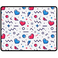 Hearts-seamless-pattern-memphis-style Double Sided Fleece Blanket (medium) 