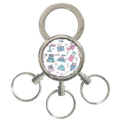 Transportation Seamless Pattern 3-ring Key Chain