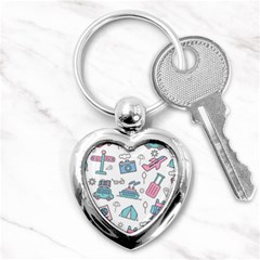 Transportation Seamless Pattern Key Chain (heart) by Jancukart