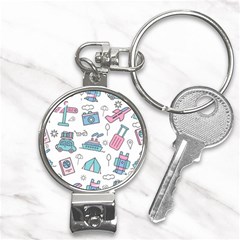 Transportation Seamless Pattern Nail Clippers Key Chain