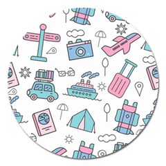 Transportation Seamless Pattern Magnet 5  (round)