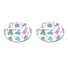 Transportation Seamless Pattern Cufflinks (oval)