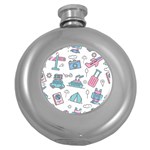 Transportation Seamless Pattern Round Hip Flask (5 oz) Front