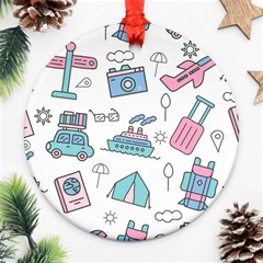 Transportation Seamless Pattern Round Ornament (two Sides)