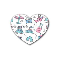 Transportation Seamless Pattern Rubber Coaster (heart)