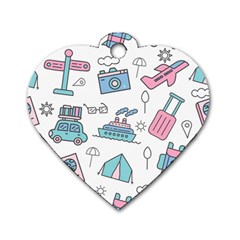 Transportation Seamless Pattern Dog Tag Heart (one Side)