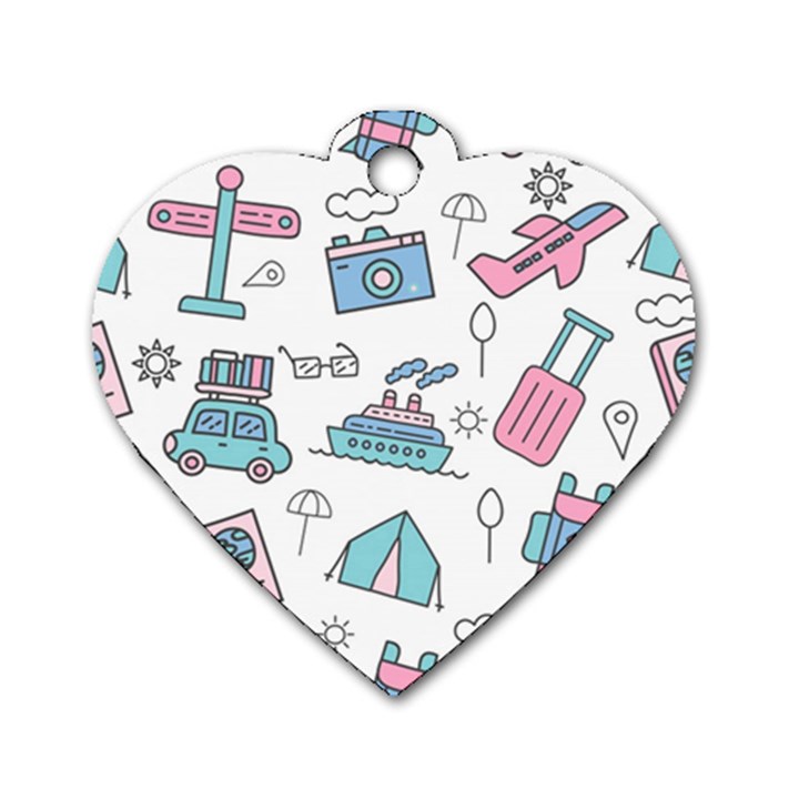 Transportation Seamless Pattern Dog Tag Heart (One Side)