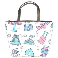 Transportation Seamless Pattern Bucket Bag