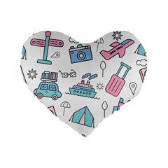 Transportation Seamless Pattern Standard 16  Premium Heart Shape Cushions