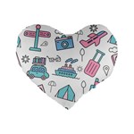 Transportation Seamless Pattern Standard 16  Premium Heart Shape Cushions Front