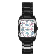 Transportation Seamless Pattern Stainless Steel Barrel Watch by Jancukart