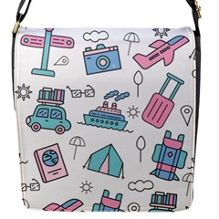 Transportation Seamless Pattern Flap Closure Messenger Bag (s)