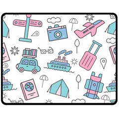 Transportation Seamless Pattern Double Sided Fleece Blanket (medium) 