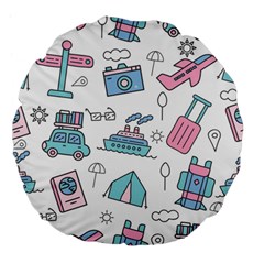 Transportation Seamless Pattern Large 18  Premium Flano Round Cushions