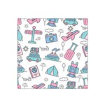 Transportation Seamless Pattern Satin Bandana Scarf 22  x 22  Front