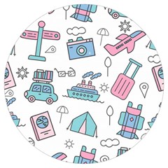 Transportation Seamless Pattern Round Trivet by Jancukart