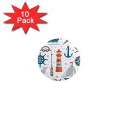 Nautical-elements-pattern-background 1  Mini Magnet (10 Pack) 