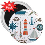 Nautical-elements-pattern-background 3  Magnets (10 pack)  Front