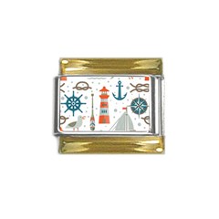 Nautical-elements-pattern-background Gold Trim Italian Charm (9mm)