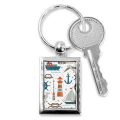 Nautical-elements-pattern-background Key Chain (rectangle)