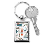 Nautical-elements-pattern-background Key Chain (Rectangle) Front