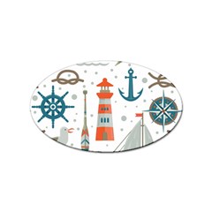 Nautical-elements-pattern-background Sticker (oval)