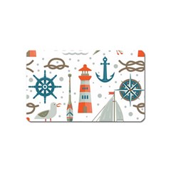 Nautical-elements-pattern-background Magnet (name Card) by Jancukart