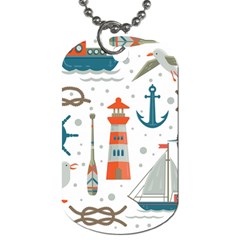 Nautical-elements-pattern-background Dog Tag (two Sides) by Jancukart