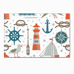 Nautical-elements-pattern-background Postcard 4 x 6  (pkg Of 10) by Jancukart