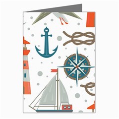 Nautical-elements-pattern-background Greeting Card