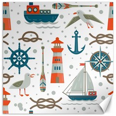 Nautical-elements-pattern-background Canvas 12  X 12 